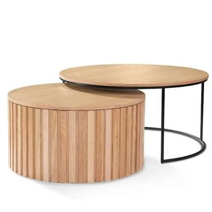 Apollo Bay Coffee Table Set in Oak Pleated finish with sleek design
