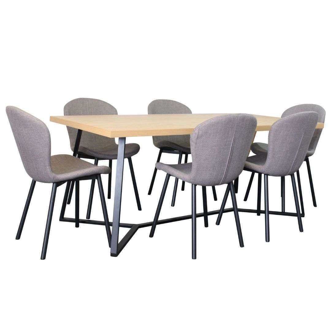 April 7 Pce Dining Set with Maya Chairs Modern April 7 piece dining set with grey Maya chairs and black legs