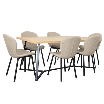 April 7 Piece Dining Set with Maya Chairs Ivory Black