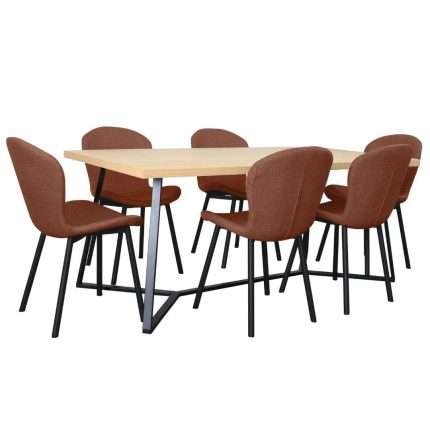 Modern April 7 Piece Dining Set with Russet Chairs