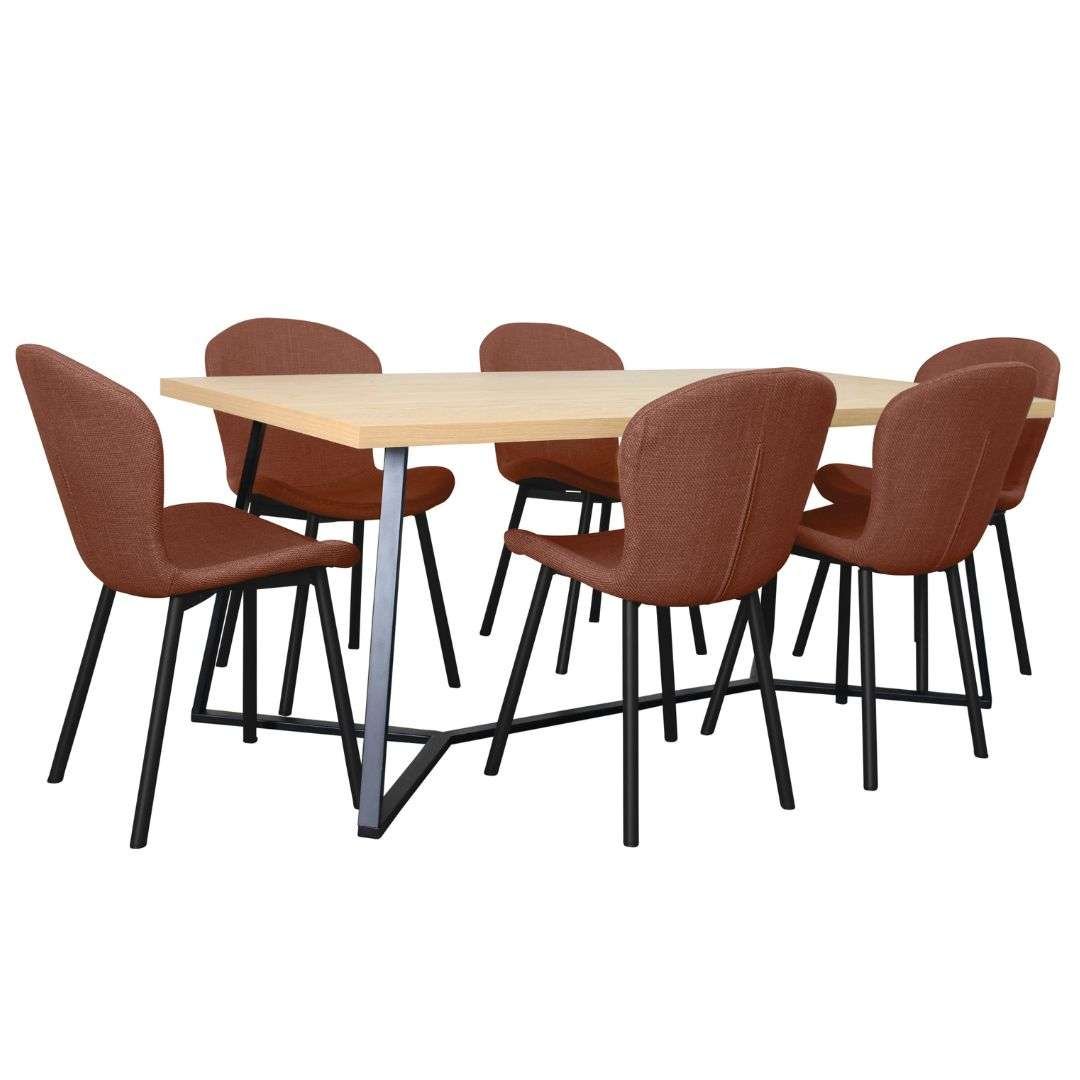 April 7 Piece Dining Set Russet Black Modern April 7 Piece Dining Set with Russet Chairs