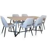 April 7 Piece Dining Set with Zara Chairs Ivory fabric