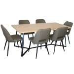 April 7 Piece Dining Set with Zara Chairs in Olive fabric