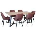 April 7 Piece Dining Set with Zara Chairs Russet fabric