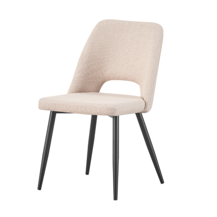 April Zara Dining Chair in Ivory fabric with black steel legs