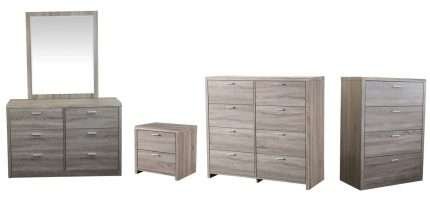 Timber grain finish Arizona 4 Drawer Tallboy Chest and furniture