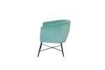 Aruba Blue velvet accent chair with modern design side view