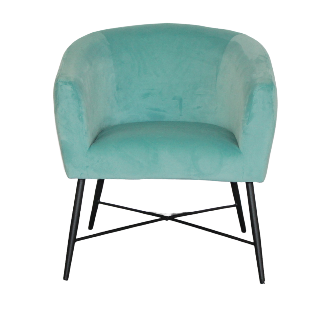 Aruba Blue Velvet Accent Chair Crewe Accent Chair in Aruba Blue velvet with modern design