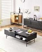 Astoria 2 Coffee Table in black oak veneer in modern living room