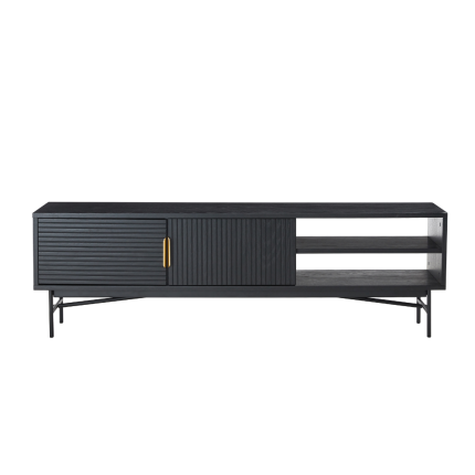 Astoria 2 Entertainment Unit in black oak veneer with storage