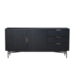 Astoria 2 Door 3 Drawer Buffet in black oak veneer, modern storage
