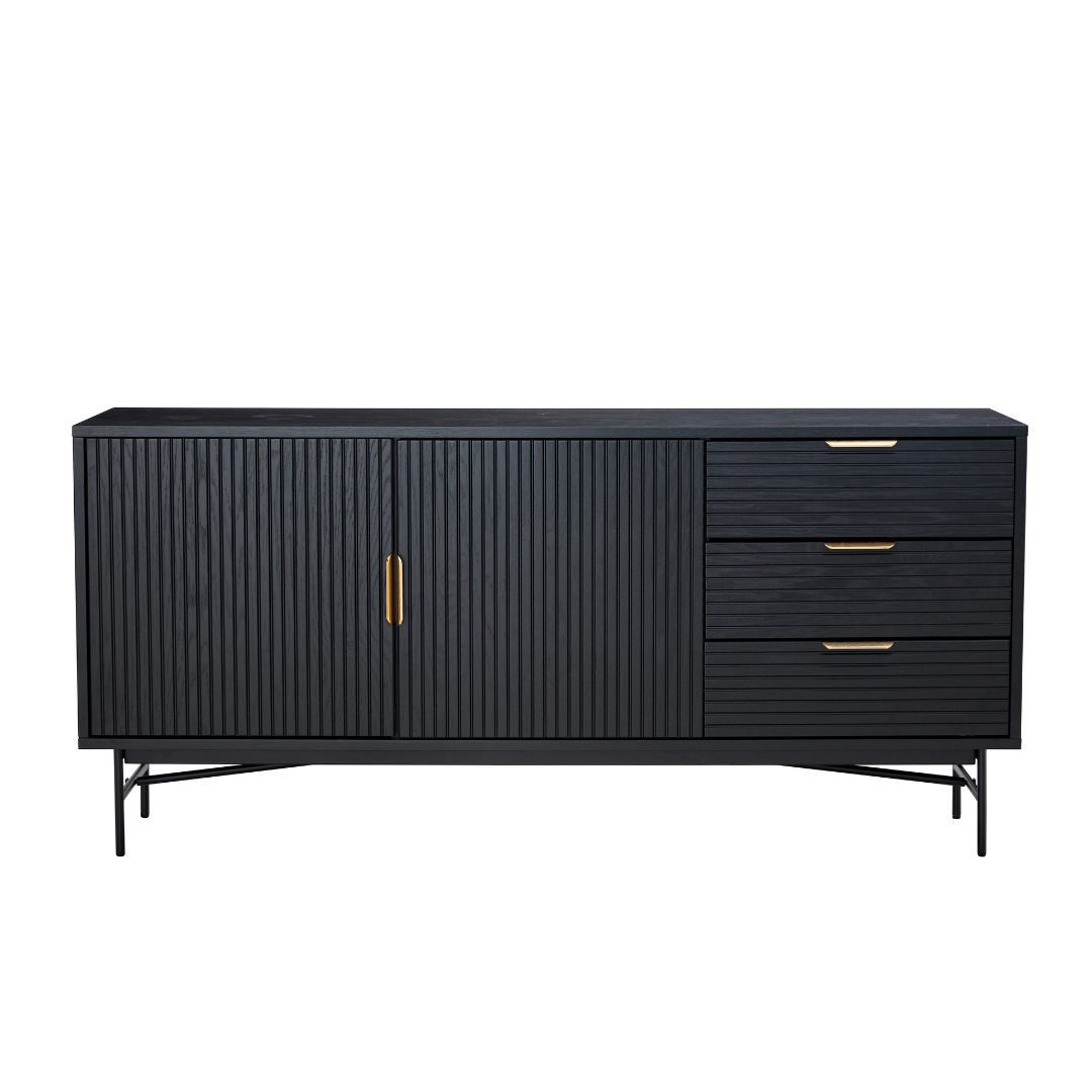Astoria Buffet Black Oak Veneer Storage Astoria 2 Door 3 Drawer Buffet in black oak veneer, modern storage