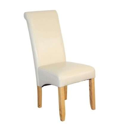 Avalon Dining Chair with Blonde Timber Legs and Ivory Faux Leather