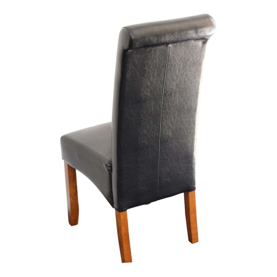 Avalon Dining Chair in Chestnut Faux Leather Avalon dining chair with black faux leather and chestnut legs
