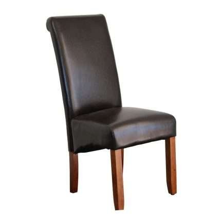 Avalon Dining Chair in Chestnut Brown Faux Leather with Timber Legs
