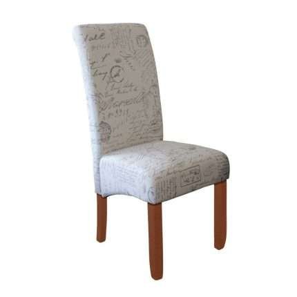 Avalon dining chair with chestnut script fabric and timber legs