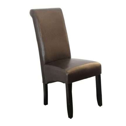Avalon Dining Chair in wenge finish with brown faux leather