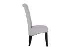 Avalon dining chair in Wenge wood and Grey fabric side view