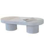 Bambù Coffee Table in White Bamboo Inlay Rattan