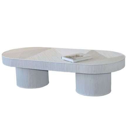 Bambù Coffee Table in White Bamboo Inlay Rattan