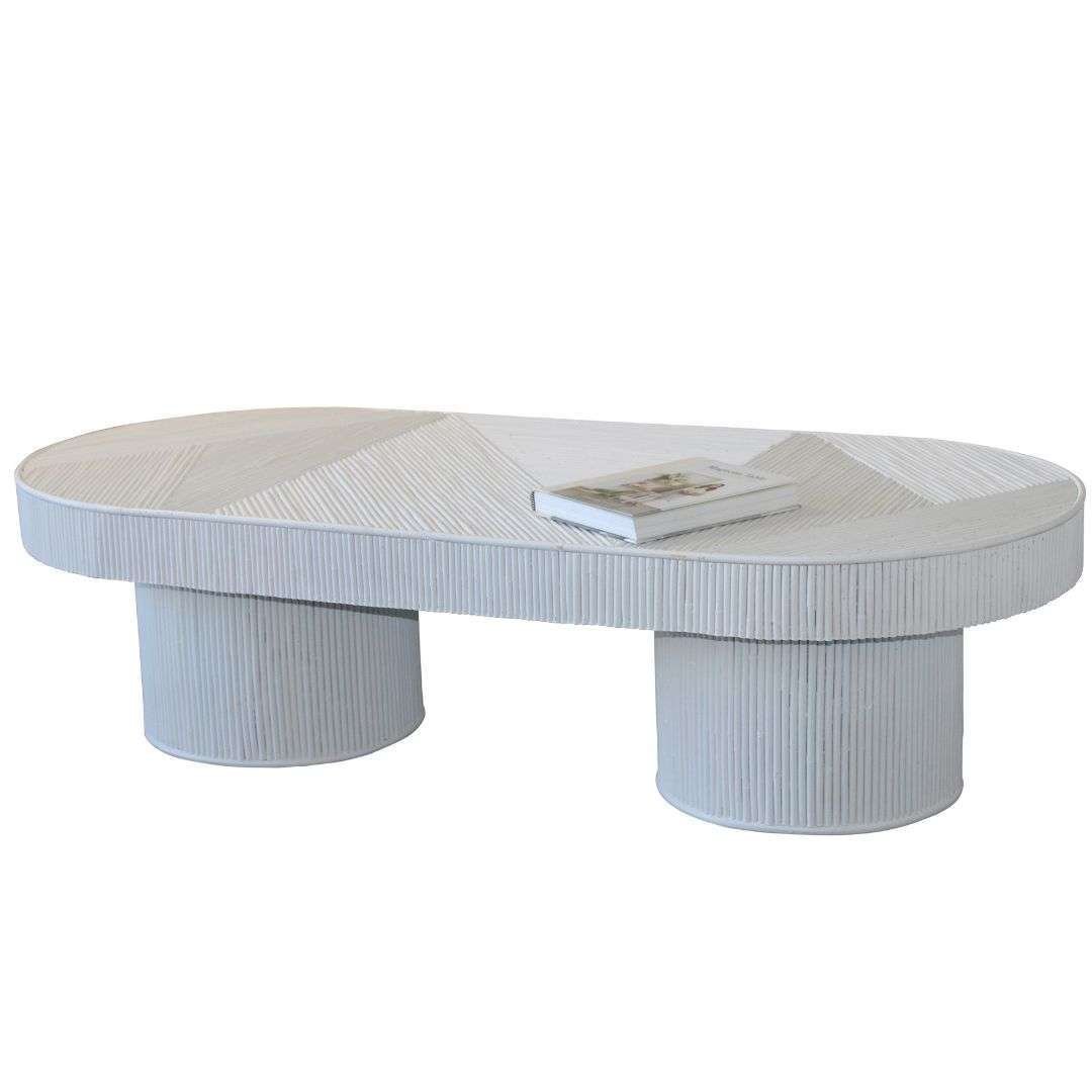 Bambù Coffee Table White Bamboo Inlay Bambù Coffee Table in White Bamboo Inlay Rattan