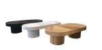 Bambu side tables in black, white, and natural bamboo inlay