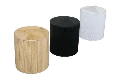 Three Bambù side tables with bamboo inlay and rattan design.