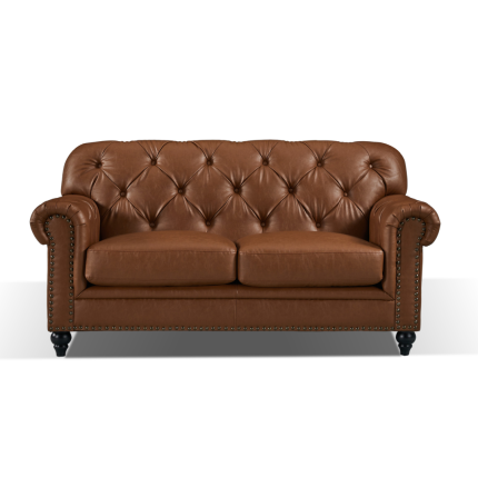 Barclay Chesterfield 2 Seater Tan faux leather sofa