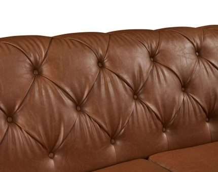 Barclay Chesterfield 2 Seater Tan faux leather sofa detail