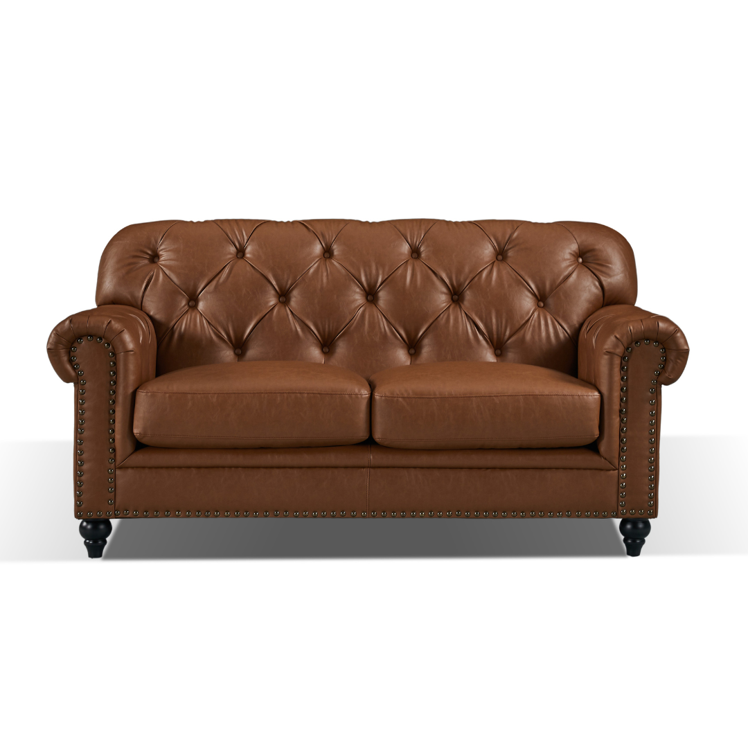 Barclay Chesterfield 2 Seater in Tan Barclay Chesterfield 2 Seater Tan faux leather sofa