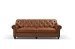 Barclay Chesterfield 3 Seater Sofa in Tan with Faux Leather