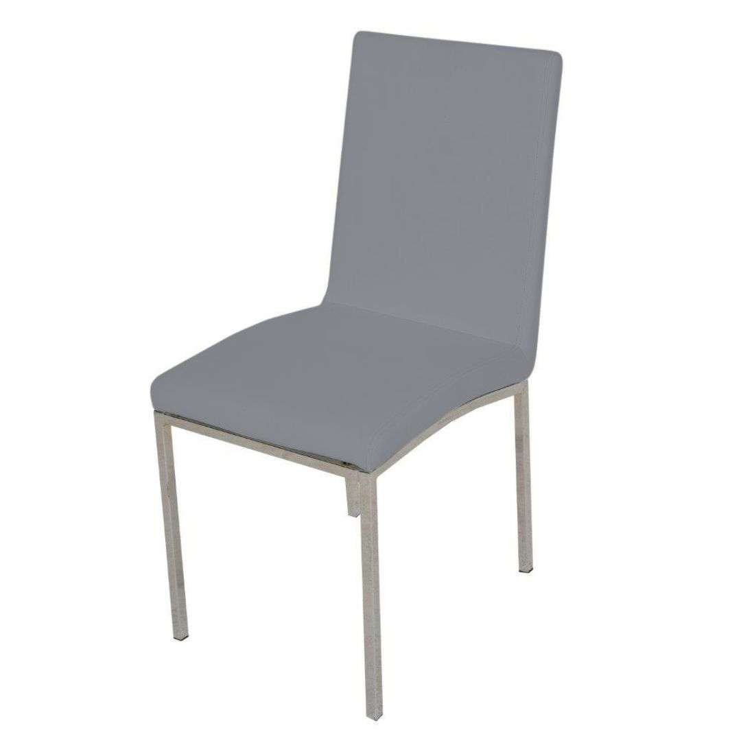 Bari Dining Chair Light Grey Chrome Bari dining chair in light grey fabric with chrome legs