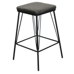 Bayou Stool in Grey Vintage Leather Look with Steel Base