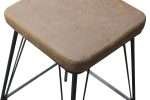 Bayou Stool in tan vintage leather look PU with black steel legs