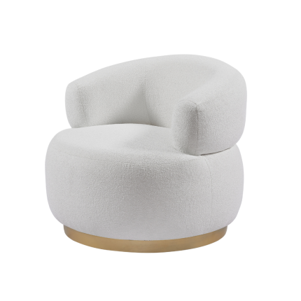 Bellissimo Oro Swivel Chair in white boucle with gold base
