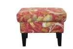 Louis foot stool with bird chinoiserie red gold print