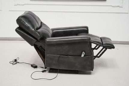 Black faux leather ComfortRise lift chair with recline feature