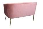 Perla 2 Seater Sofa in Blush velvet with gold legs and fluted back.