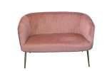 Luxurious blush velvet 2 seater sofa with gold legs and fluted back