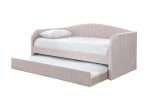 Light pink velvet Charlotte day bed with pull-out trundle