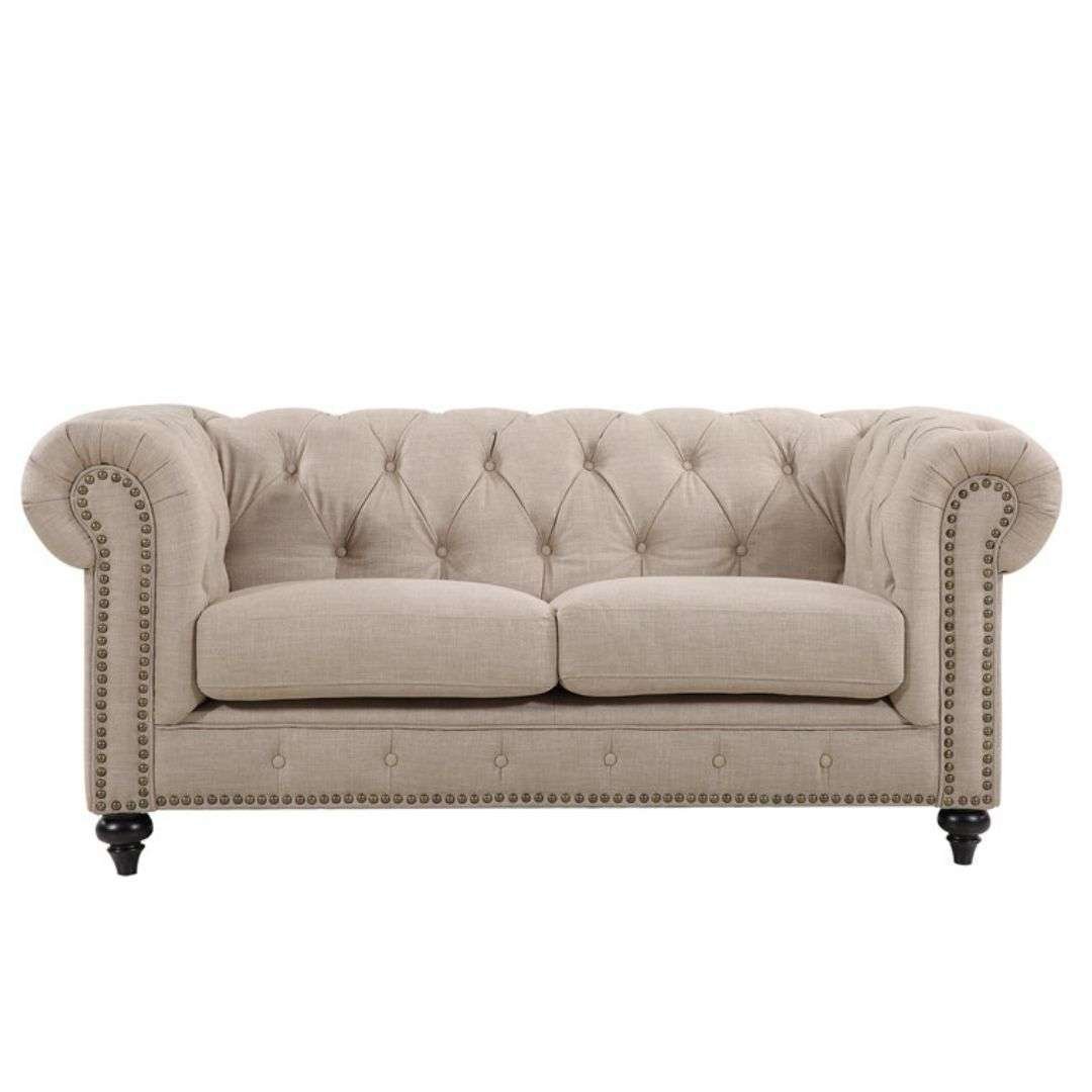 Chesterfield 2 Seater Linen Sofa Chesterfield 2 seater lounge in natural linen fabric