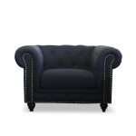 Chesterfield arm chair in black with classic design and elegance
