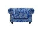 Chesterfield Arm Chair Lounge with blue white digital print