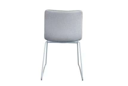 Back view of white natural fabric Cincinnati dining chair