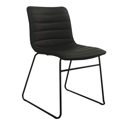 Cincinnati Dining Chair in black leather look, sleek stylish design.