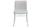 Cincinnati Dining Chair with white base and natural fabric upholstery.