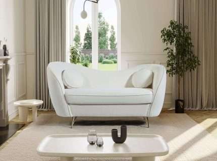 Claudia 2 Seater sofa upholstered in elegant Bertoni Boucle