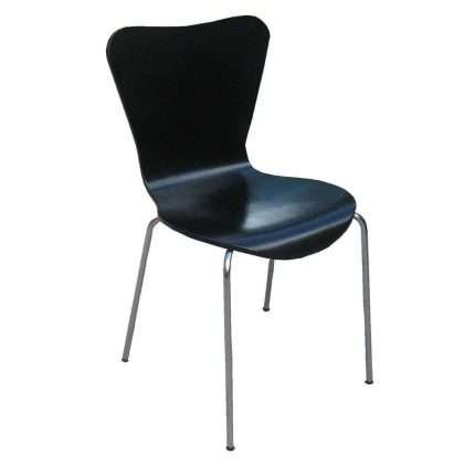 Clement dining chair in black with chrome frame, sleek modern design