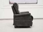 Black faux leather ComfortRise lift chair side view in a room