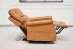 ComfortRise lift chair in tan faux leather with recline function